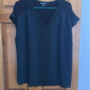 Elegant Black Lace Trim Women’s Blouse